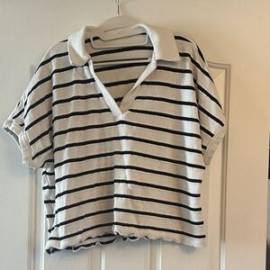 Madewell Black and White Striped Blouse